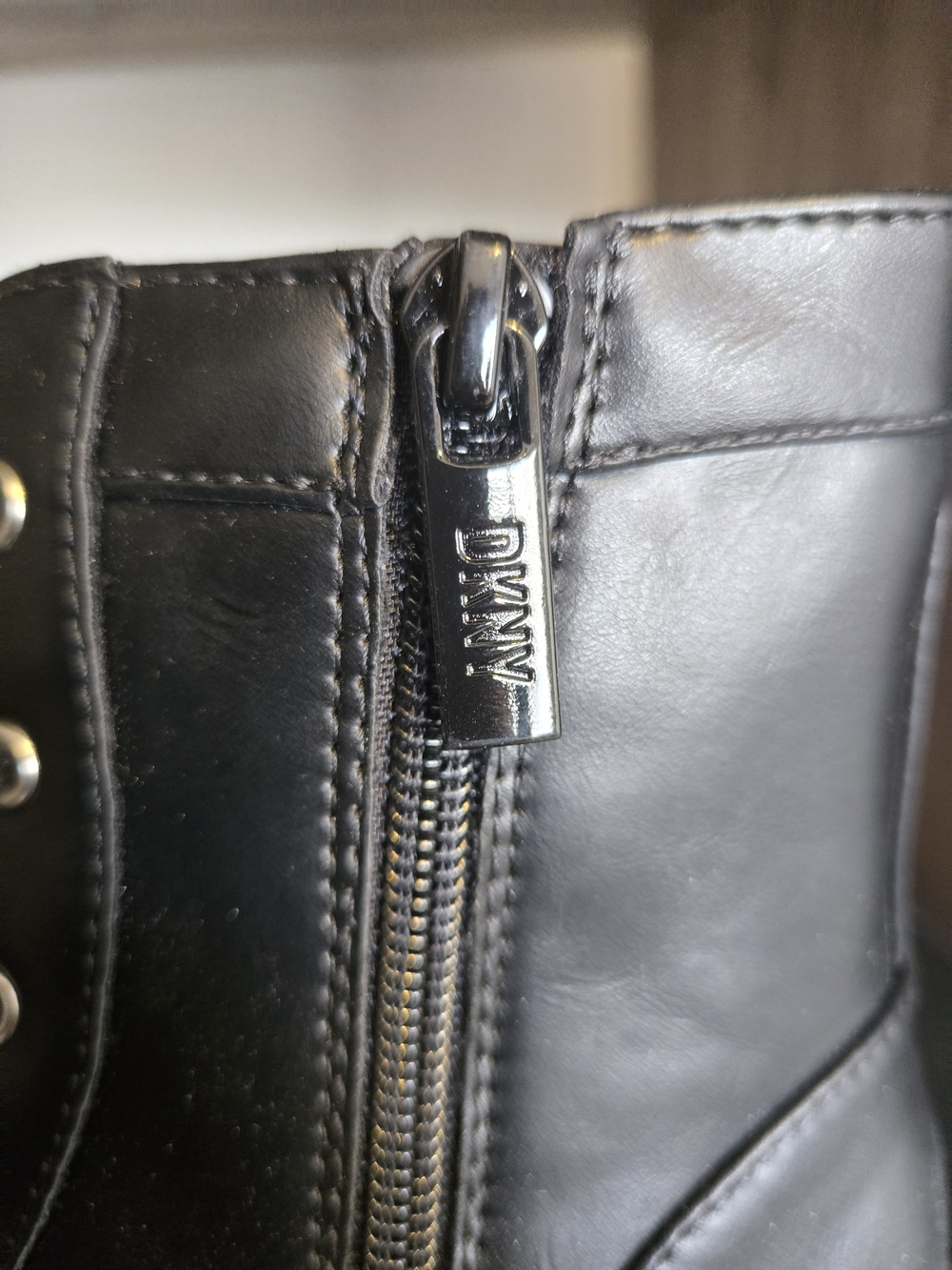 DKNY Black Studded Combat Boots - Picture 5 of 8